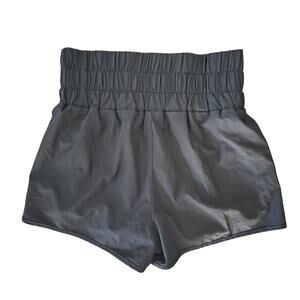 New In Black High Waisted Smocked Athletic Shorts Women's Small